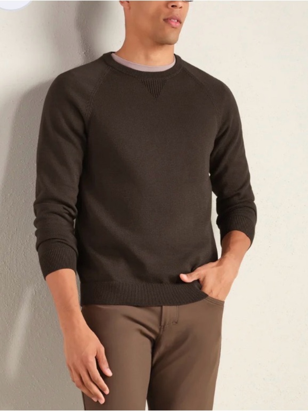 Rhone - Commuter Crew Neck Sweater - Cafe Noir Men's Classic Crewneck Sweater
